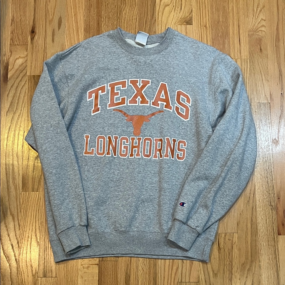 Champion Men's Gray and Orange Texas Longhorns Crewneck Sweater